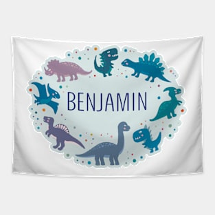 Benjamin name surrounded by dinosaurs Tapestry