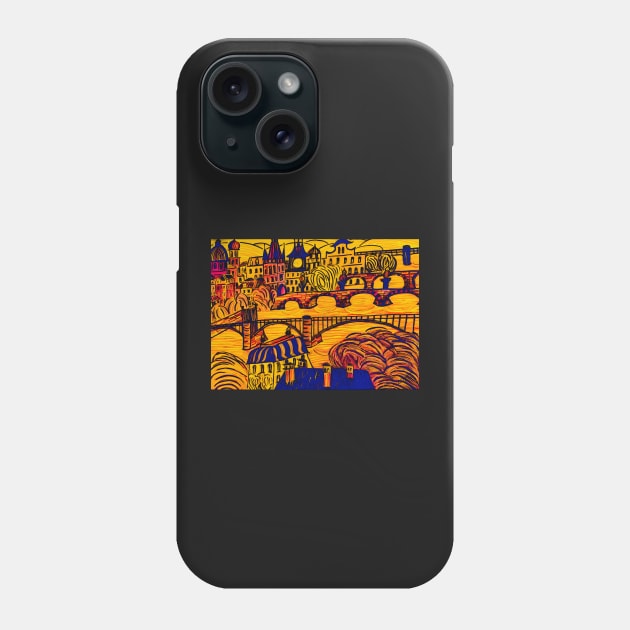 Prague - Golden City No. 1 Phone Case by asanaworld