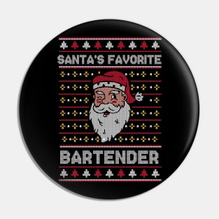 Santa's Favorite Bartender // Funny Ugly Christmas Sweater // Bar Tender Holiday Xmas Pin