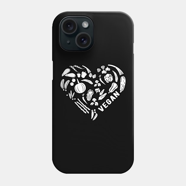 Vegan Vegan Fruit Vegetable Heart Gift Phone Case by Shirtglueck