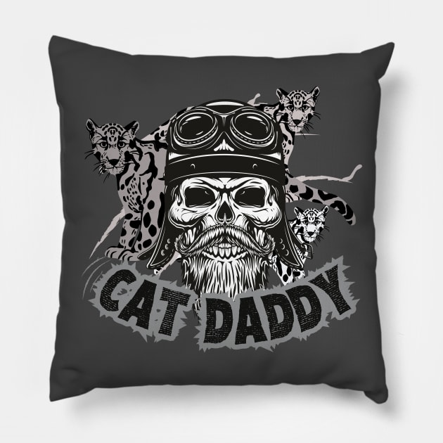 BIKER  PANTHER CAT DADDY Pillow by DAZu