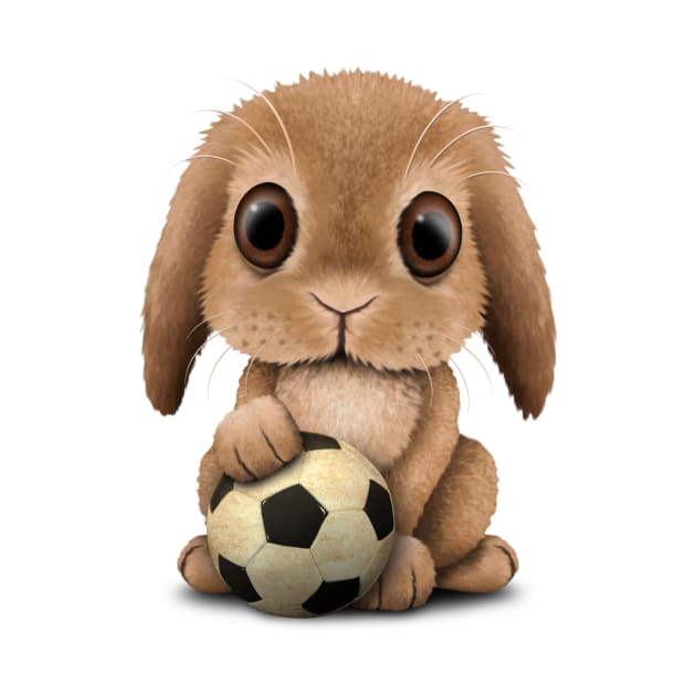Cute Baby Bunny With Football Soccer Ball by jeffbartels