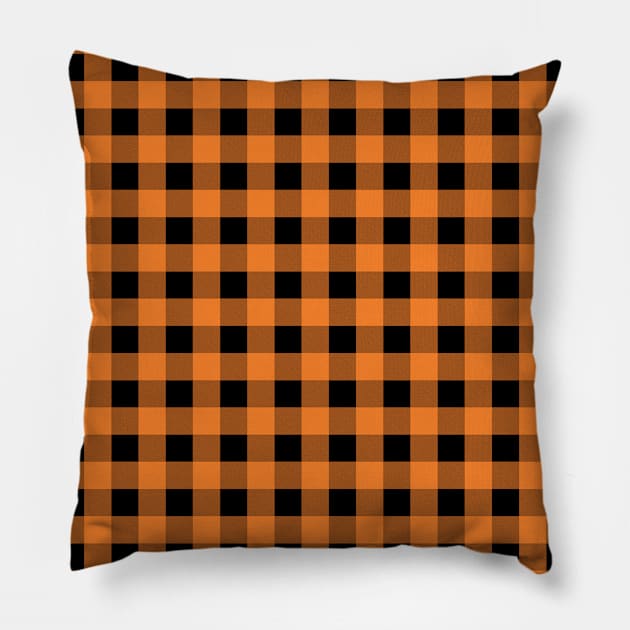 Orange & Black Buffalo Plaid Pattern Pillow by FOZClothing