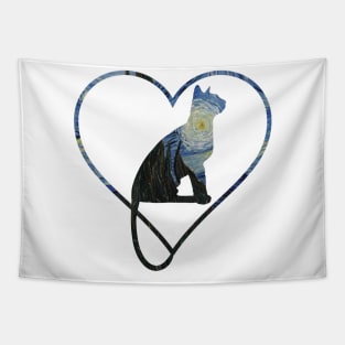 Cat Love Starry Night Tapestry