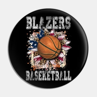 American Flag Personalized Blazers Proud Name Basketball Pin