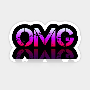 OMG - Graphic Typography - Funny Humor Sarcastic Slang Saying - Pink Gradient Magnet