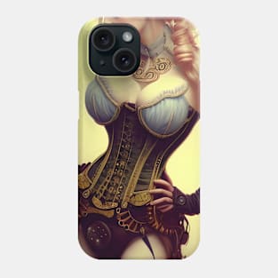 Beautiful blonde steampunk madame in corset artwork Phone Case