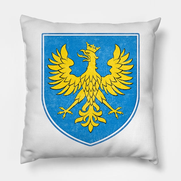 Opole Voivodeship / Vintage Look Faded Style Polish Flag Design Pillow by DankFutura