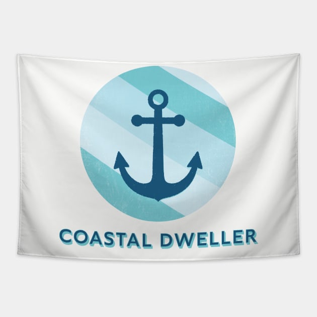 Coastal Dweller Anchor Stripes for Beach and Ocean Lovers Tapestry by SharksOnShore