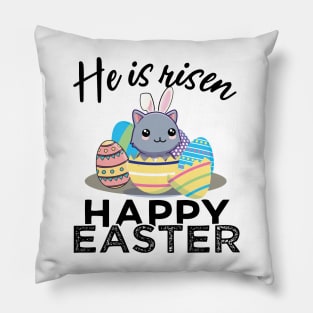 Cute Cat Bunny Ears Easter Egg Hunt Risen Bible Pillow