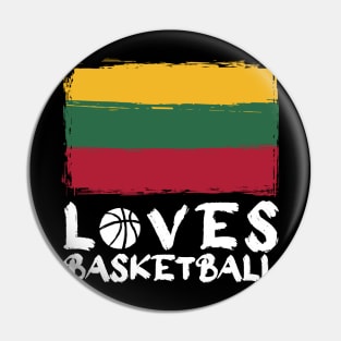 Lithuania Loves Basketball Pin