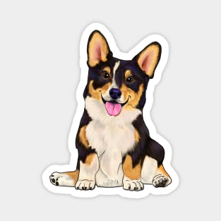 Cute sitting corgi tri color dog Magnet