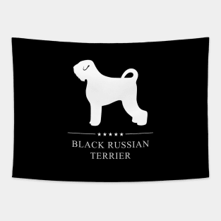 Black Russian Terrier Dog White Silhouette Tapestry