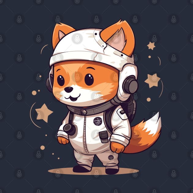 Cute Fox Astronaut Cartoon by origato