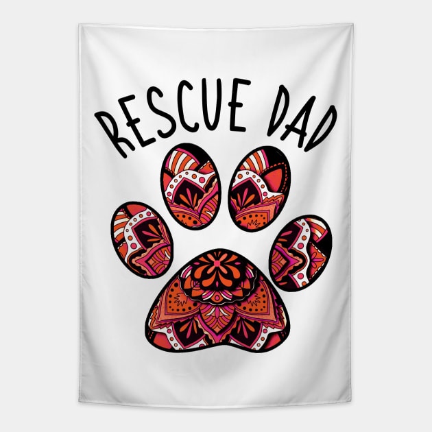 Rescue Dad Mandala Pawprint Tapestry by AdrianaHolmesArt