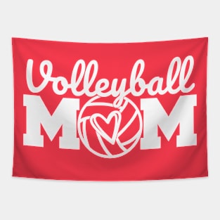 Volleyball Mom love volleyball fan player white text Tapestry