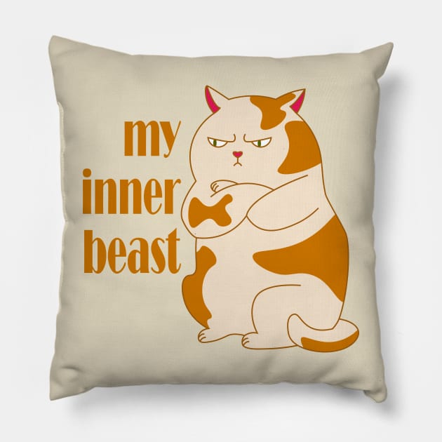 My inner beast lazy fat cat Pillow by Cute-Design