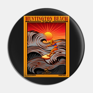 HUNTINGTON BEACH PIER CALIFORNIA SURFING Pin