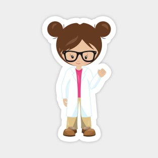 Science Girl, Scientist, Cute Girl, Brown Hair Magnet