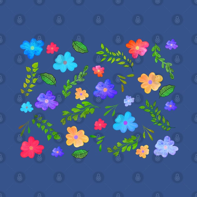 BOTANICAL FLOWERS AND LEAVES PATTERN 2 by FLOWER_OF_HEART