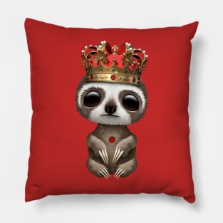 Cute Baby Sloth Wearing Crown Pillow