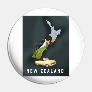 New Zealand Map Travel poster Pin