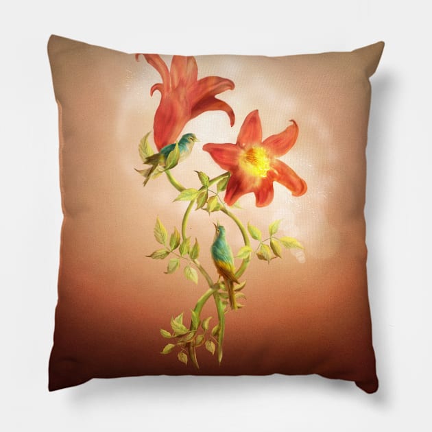 Lover's Flowers Pillow by DVerissimo