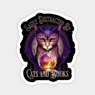 Easily Distracted By Books and Cats Design Magnet