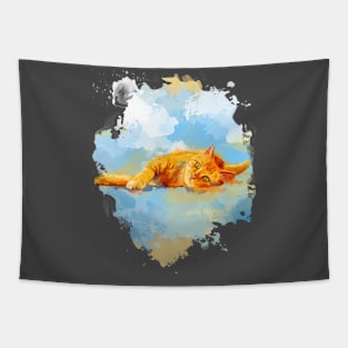 Cat Dream - Orange Tabby Cat Painting Tapestry