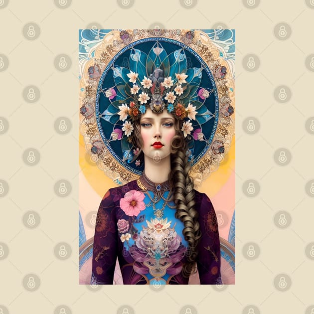 Art Deco Girl with Flowers by ZiolaRosa