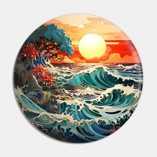 Waves ocean sunset Pin
