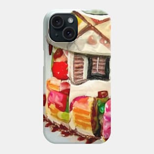 A house made of cake and candies watercolor Phone Case