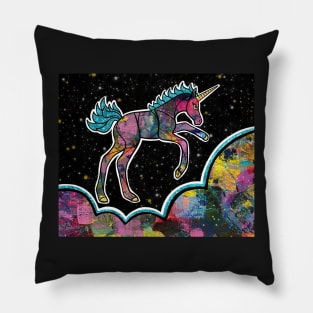 Galaxy Dancing Unicorn - Pink and Blue Pillow