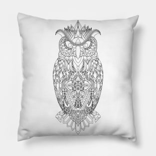 little big owl in mexican pattern ecopop Pillow