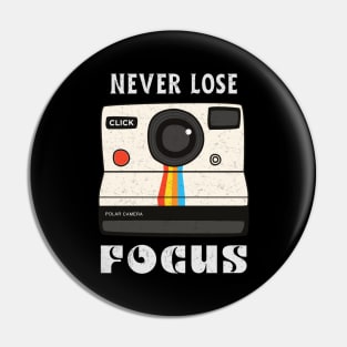 Photographer Never Lose Focus Vintage 70s Camera Pin