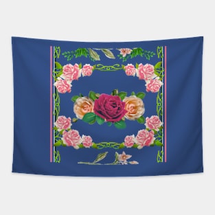 RED PINK GREEN ROSE LEAVES VINTAGE COMFORTER DUVET COVER ROSE PATTERN PRINTS | ROSE STICKERS AND MORE Tapestry