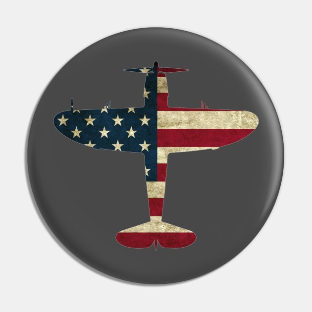 Retro USA Flag P-47 Thunderbolt Aircraft USAF Plane PilotWarbird Pilot Gift Pin by stearman