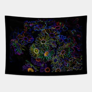 Black Panther Art - Flower Bouquet with Glowing Edges 20 Tapestry