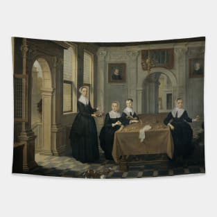 Five Ladies in an Interior by Unknown Artist Tapestry