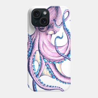 Purple Swimming Octopus Ink Art Phone Case