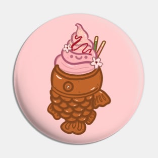 Kawaii Sakura Taiyaki Ice-cream with pocky sticks design sticker Pin