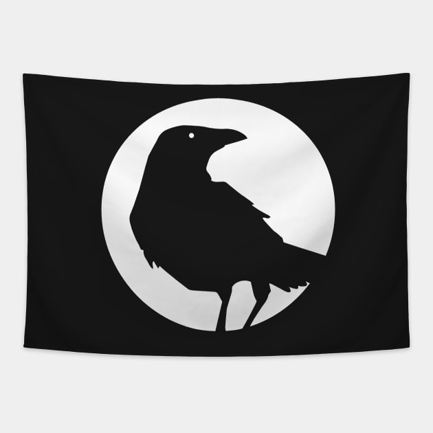 Moon crow - White Tapestry by AlwaysBlack