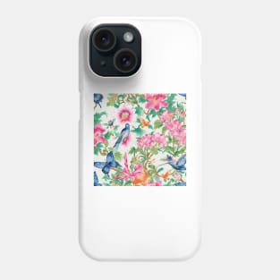 Flowers and birds of paradise watercolor doodle Phone Case