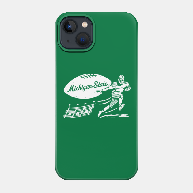 Vintage College Football - Michigan State Spartans (White Michigan State Wordmark) - Michigan State - Phone Case