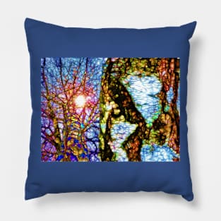 Birch Trees Looking Up Pillow