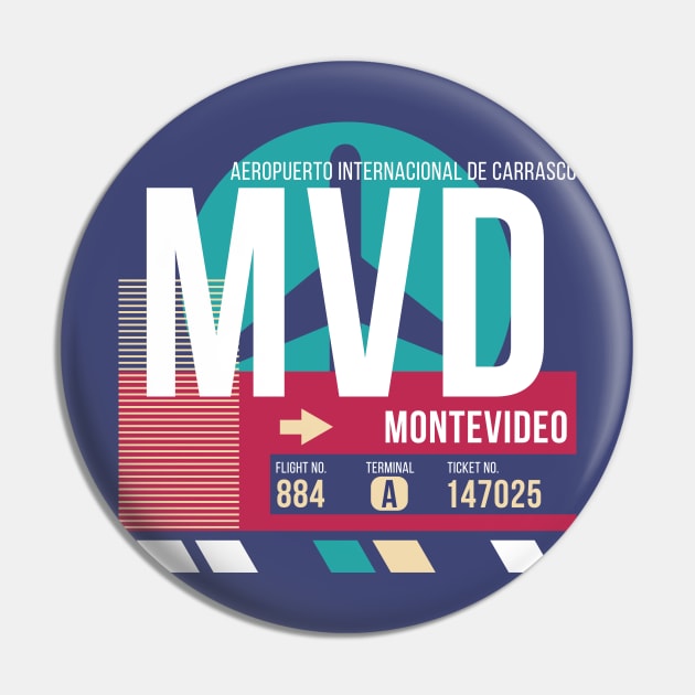 Montevideo, Uruguay (MVD) Airport Code Baggage Tag Pin by SLAG_Creative