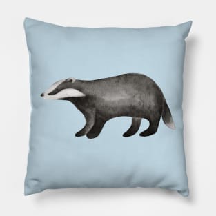 Handpainted watercolor sneaky funny forest baby badger Pillow