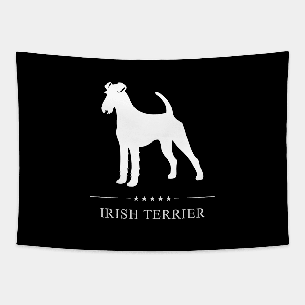 Irish Terrier Dog White Silhouette Tapestry by millersye