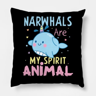 Narwhlas Are My Favorite Animals Gift Narwhals Lovers Gift Pillow