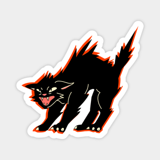 Funny Angry Orange And Black Cat Hissing Spooky Vibes Halloween Magnet